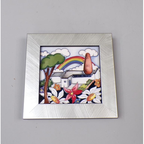 1826 - MOORCROFT FRAMED PLAQUE WITH RAINBOW MAGIC DESIGN (BOXED), FRAME 15CM SQ