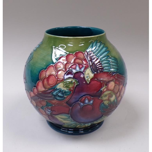 1829 - MOORCROFT FINCHES VASE BY SALLY TUFFIN, 17CM H