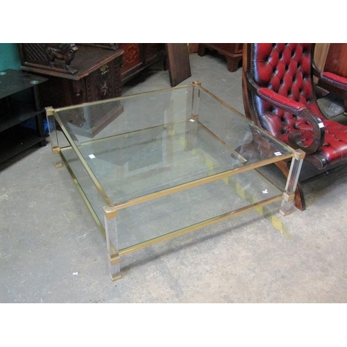 1845 - LARGE SQUARE GLASS COFFEE TABLE 103 cms x 103 cms x 40cms h