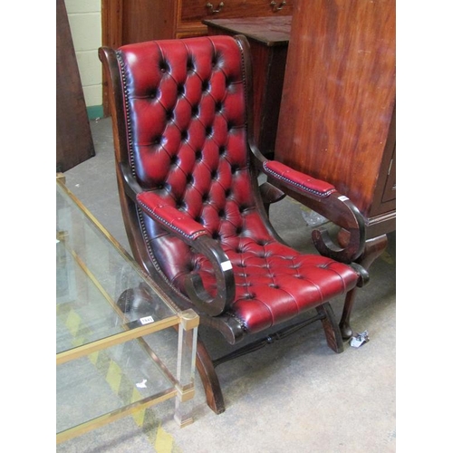 1846 - LEATHER UPHOLSTERED BUTTON BACK SLIPPER CHAIR
