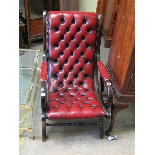 1846 - LEATHER UPHOLSTERED BUTTON BACK SLIPPER CHAIR