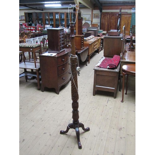 1850 - MAHOGANY STANDARD LAMP 165 cms H