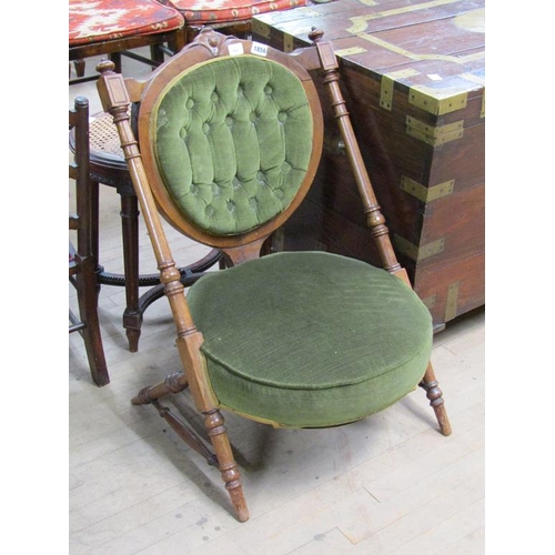 1856 - VICTORIAN AESTHETIC MOVEMENT BUTTON BACK CHAIR IN THE MANNER OF CHRISTOPHER DRESSER