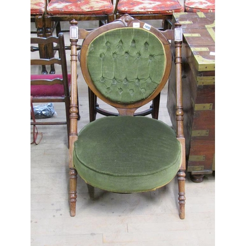 1856 - VICTORIAN AESTHETIC MOVEMENT BUTTON BACK CHAIR IN THE MANNER OF CHRISTOPHER DRESSER