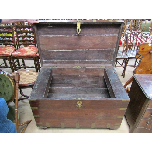 1857 - 19c BRASS BOUND TRUNK 102 x 68 cms