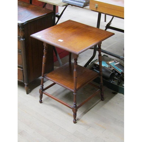 1861 - VICTORIAN INLAID TWO TIER TABLE 44 x 64 cms