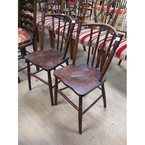 1869 - TWO IRISH SPINDLE BACK ARMCHAIRS