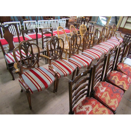1872 - EIGHT HEPPLEWHITE STYLE DINING CHAIRS