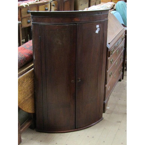 1892 - GEORGIAN BOW FRONT CORNER CUPBOARD 76 x 120 cms