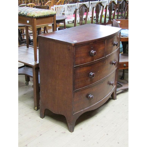 1903 - GEORGIAN BOW FRONTED CHEST 91 x 92 cms