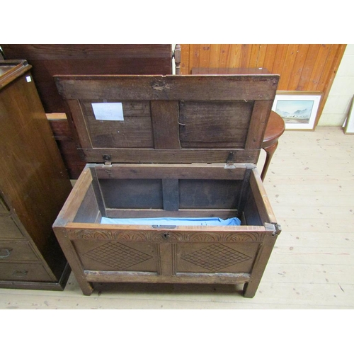 1904 - 18c OAK TWO PANEL COFFER 110 x 67 cms