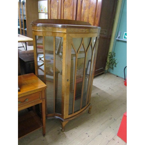 1916 - 1930s WALNUT VENEERED DISPLAY CABINET 87 x 127 cms