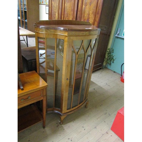 1916 - 1930s WALNUT VENEERED DISPLAY CABINET 87 x 127 cms