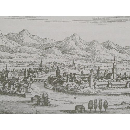 1263 - FOUR LATE 18C/EARLY 19C PANORAMIC VIEWS OF EUROPEAN CITIES, EACH F/G, 21CM X 32CM