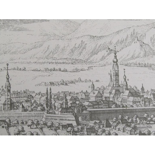 1263 - FOUR LATE 18C/EARLY 19C PANORAMIC VIEWS OF EUROPEAN CITIES, EACH F/G, 21CM X 32CM