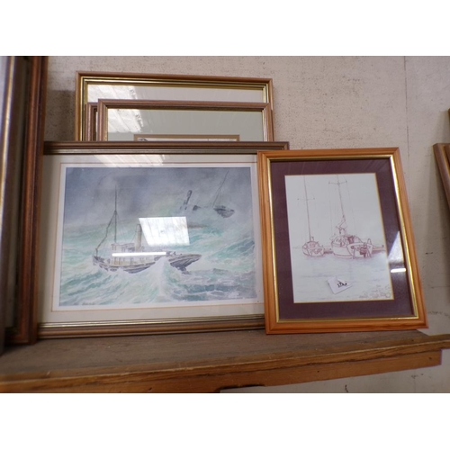 145 - FRAMED WATERCOLOURS AND PRINTS, COASTAL