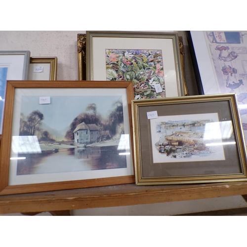 147 - GILT FRAMED WATERCOLOURS AND OILS TO INC. DOGS