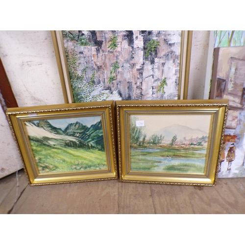 163 - QTY OF FRAMED OILS - RURAL SCENES ETC