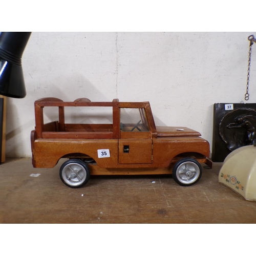 35 - WOODEN MODEL OF A LANDROVER