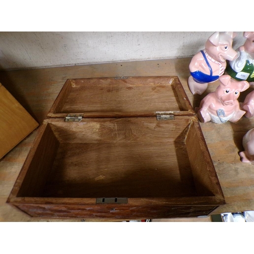 61 - LARGE CARVED WOODEN BOX WITH TRIBAL FIGURES