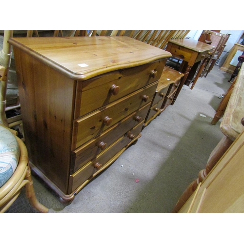 612 - PINE SIDE TABLE, TWO BEDSIDE CHESTS, CHEST OF DRAWERS