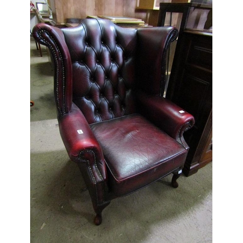 618 - LEATHER WING BACK ARMCHAIR