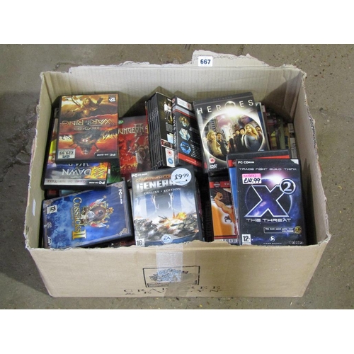 667 - BOX OF DVD; PLAYSTATION CONSOL