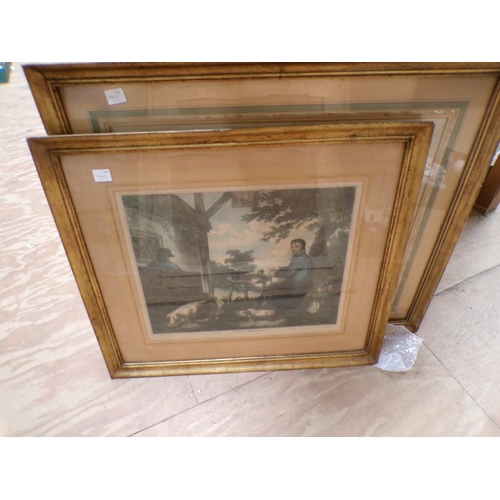 203 - FRAMED AND COLOURED ENGRAVINGS, SPORTSMANS RETURN AND VALENTINES DAY