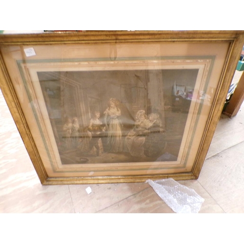 203 - FRAMED AND COLOURED ENGRAVINGS, SPORTSMANS RETURN AND VALENTINES DAY