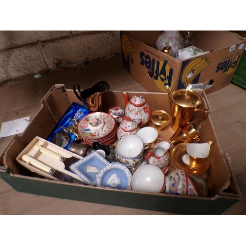 315 - BOX; MIXED CERAMICS, CUTLERY ETC