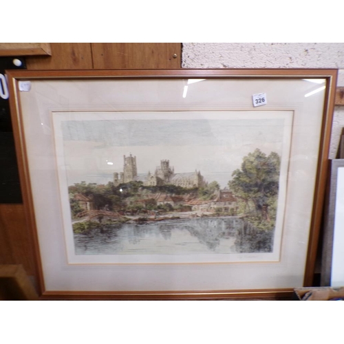 326 - FRAMED ENGRAVING ELY CATHEDRAL