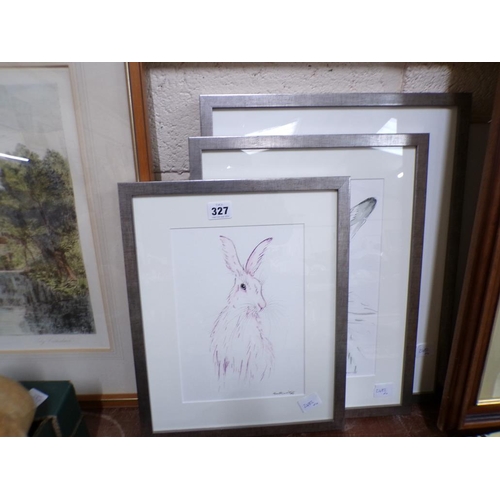 327 - SIGNED HARE PRINTS