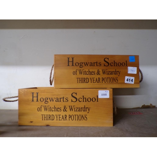 414 - PAIR OF REPLICA HOGWARTS BOXES