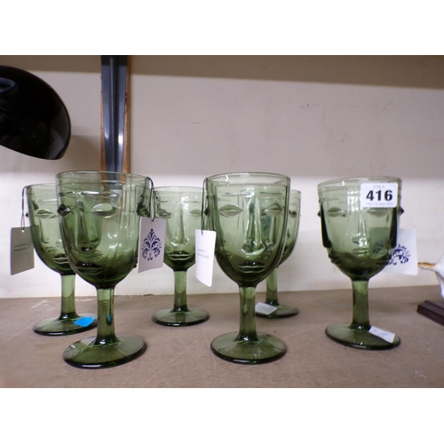 416 - SET OF SIX ART DECO STYLE GLASSES