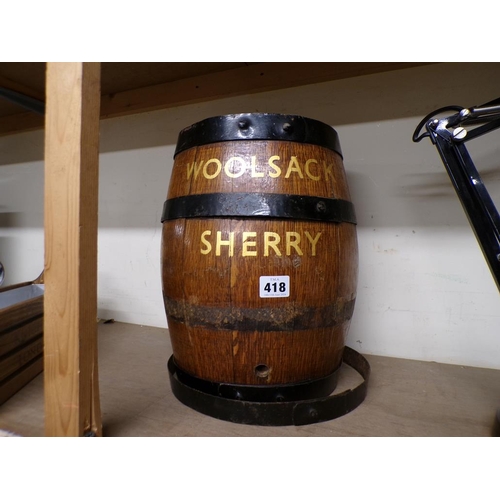 418 - COOPERED SHERRY BARREL