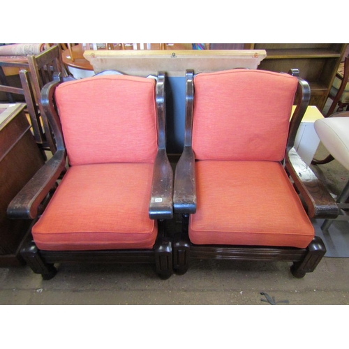 790 - TWO OAK FRAMED ARMCHAIRS