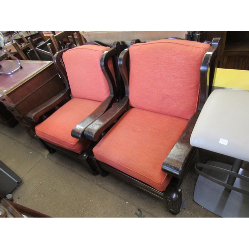 790 - TWO OAK FRAMED ARMCHAIRS