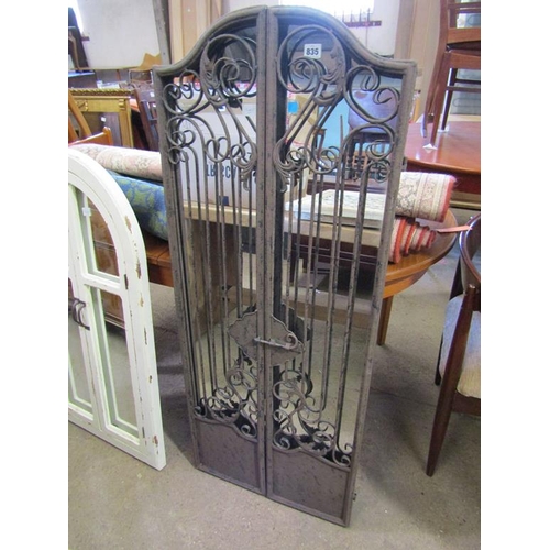 835 - METAL FRAMED GATED GARDEN MIRROR