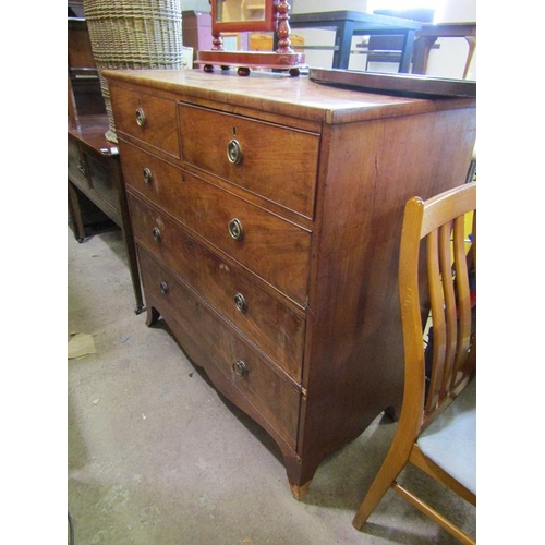 838 - GEORGIAN MAHOGANY CHEST OF TWO SHORT AND THREE LONG DRAWERS