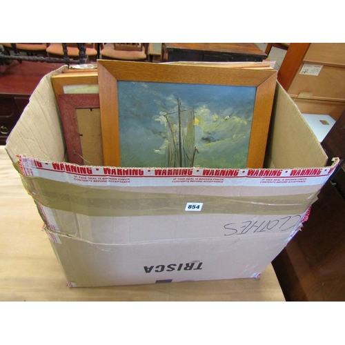 854 - BOX OF PAINTINGS