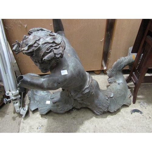 866 - BRONZED FIGURE OF A MERMAN, A/F