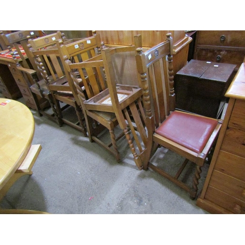 871 - SIX 1930s OAK DINING CHAIRS