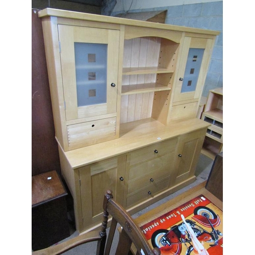 876 - LARGE BEECH DRESSER