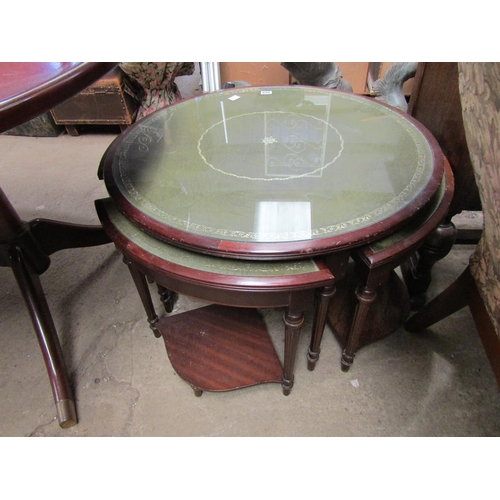 888 - NEST OF LEATHER TOP TABLE