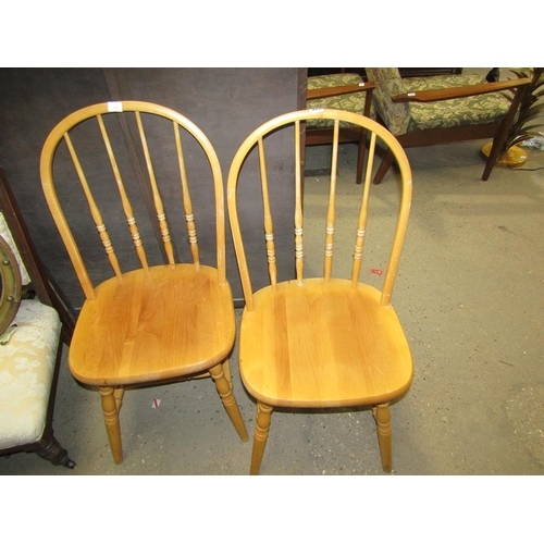 928 - VICTORIAN CHAIR AND TWO SPINDLEBACK CHAIRS