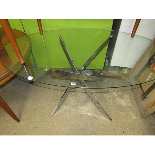 948 - DAYTONA GLASS AND CHROME DINING TABLE