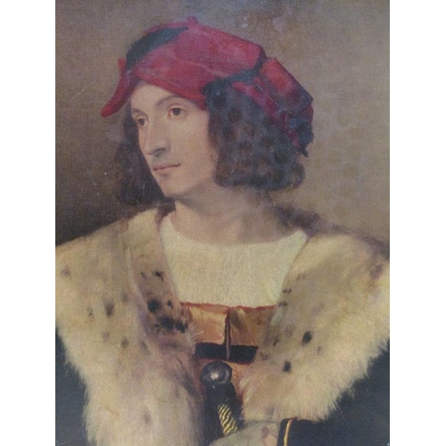 1210 - LATE 19C/EARLY 20C OELOGRAPH - A NOBLEMAN WITH SWORD, F/G, 61CM X 52CM