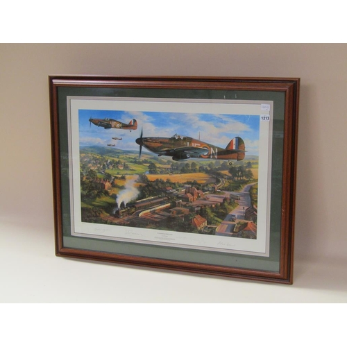 1213 - NICHOLAS TRUDGIAN - WW2 COLOURED PINT - TANGMERE HURRICANES, F/G, 50CM X 75CM