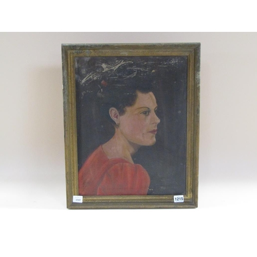 1215 - UNSIGNED EARLY 20C - PORTRAIT OF A LADY, OIL ON CANVAS, FRAMED, 45CM X 35CM