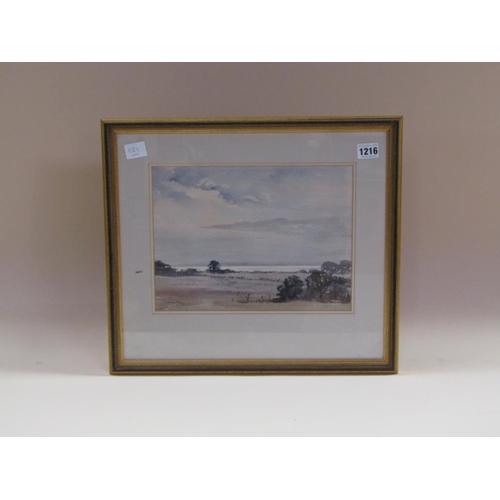 1216 - DOREEN ALLEN - VIEW OVER THE WASH, SIGNED WATERCOLOUR, F/G, 22CM X 29CM